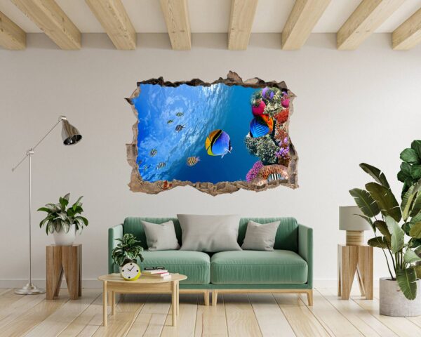 Sea Aquarium Wall Decal - Peel and Stick Removable Wall Art - Printable Ocean Wall Art - Perfect for Bedroom and Living Room Wall Decoration