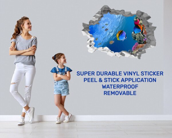 Sea Aquarium Wall Decal - Peel and Stick Removable Wall Art - Printable Ocean Wall Art - Perfect for Bedroom and Living Room Wall Decoration