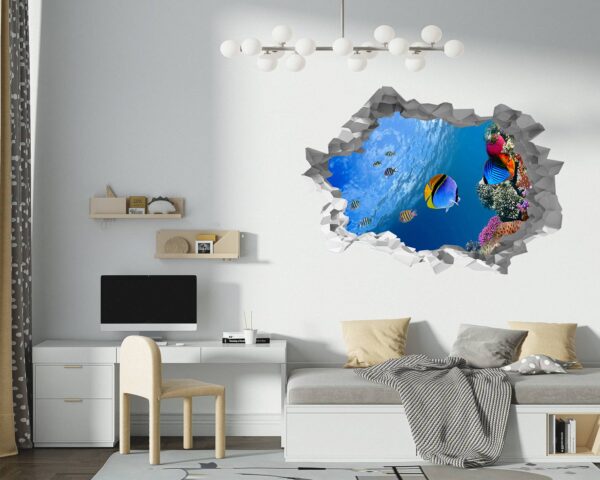 Sea Aquarium Wall Decal - Peel and Stick Removable Wall Art - Printable Ocean Wall Art - Perfect for Bedroom and Living Room Wall Decoration