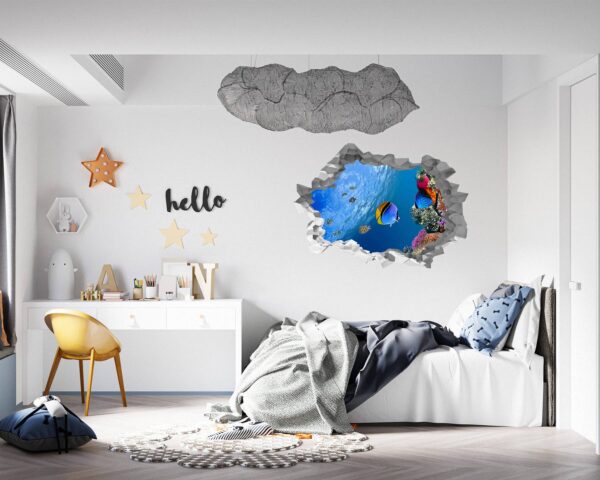 Sea Aquarium Wall Decal - Peel and Stick Removable Wall Art - Printable Ocean Wall Art - Perfect for Bedroom and Living Room Wall Decoration