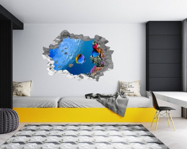 Sea Aquarium Wall Decal - Peel and Stick Removable Wall Art - Printable Ocean Wall Art - Perfect for Bedroom and Living Room Wall Decoration