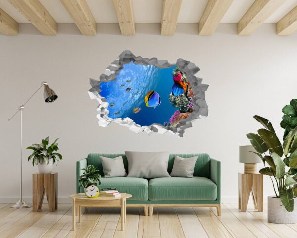 Sea Aquarium Wall Decal - Peel and Stick Removable Wall Art - Printable Ocean Wall Art - Perfect for Bedroom and Living Room Wall Decoration