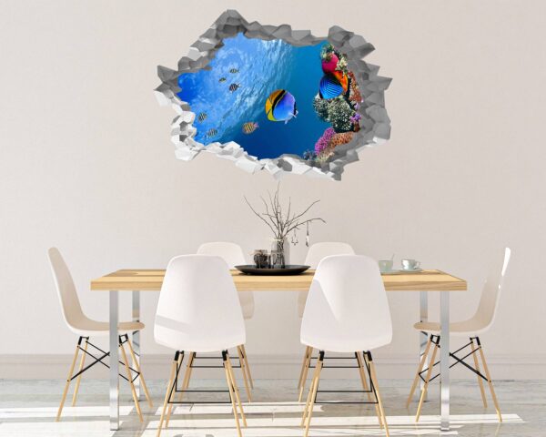 Sea Aquarium Wall Decal - Peel and Stick Removable Wall Art - Printable Ocean Wall Art - Perfect for Bedroom and Living Room Wall Decoration