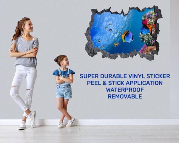 Sea Aquarium Wall Decal - Peel and Stick Removable Wall Art - Printable Ocean Wall Art - Perfect for Bedroom and Living Room Wall Decoration