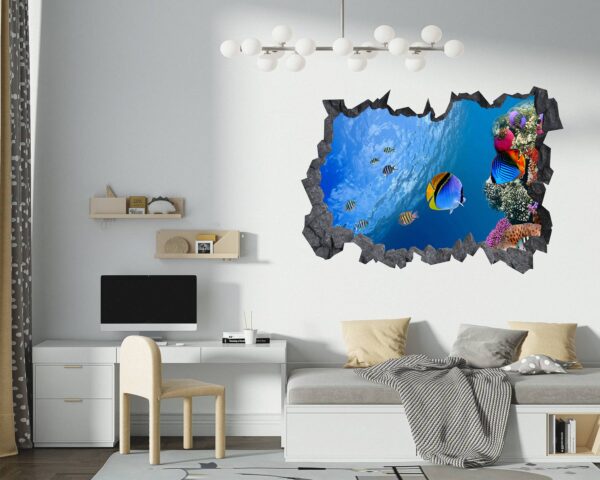 Sea Aquarium Wall Decal - Peel and Stick Removable Wall Art - Printable Ocean Wall Art - Perfect for Bedroom and Living Room Wall Decoration