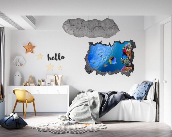 Sea Aquarium Wall Decal - Peel and Stick Removable Wall Art - Printable Ocean Wall Art - Perfect for Bedroom and Living Room Wall Decoration