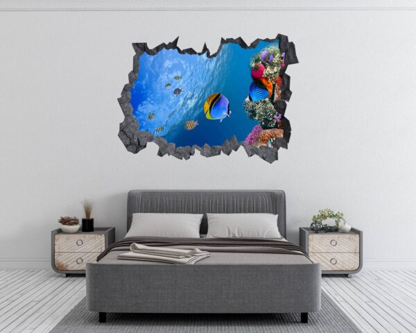 Sea Aquarium Wall Decal - Peel and Stick Removable Wall Art - Printable Ocean Wall Art - Perfect for Bedroom and Living Room Wall Decoration