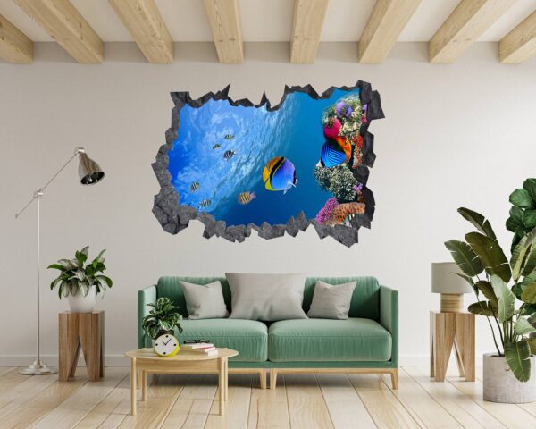 Sea Aquarium Wall Decal - Peel and Stick Removable Wall Art - Printable Ocean Wall Art - Perfect for Bedroom and Living Room Wall Decoration