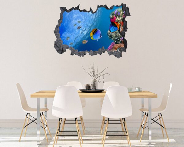 Sea Aquarium Wall Decal - Peel and Stick Removable Wall Art - Printable Ocean Wall Art - Perfect for Bedroom and Living Room Wall Decoration