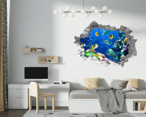 Sea Life Aquarium Wall Sticker - Peel and Stick Removable Wall Art - Printable Ocean Wall Art - Perfect for Bedroom and Living Room Wall Decoration