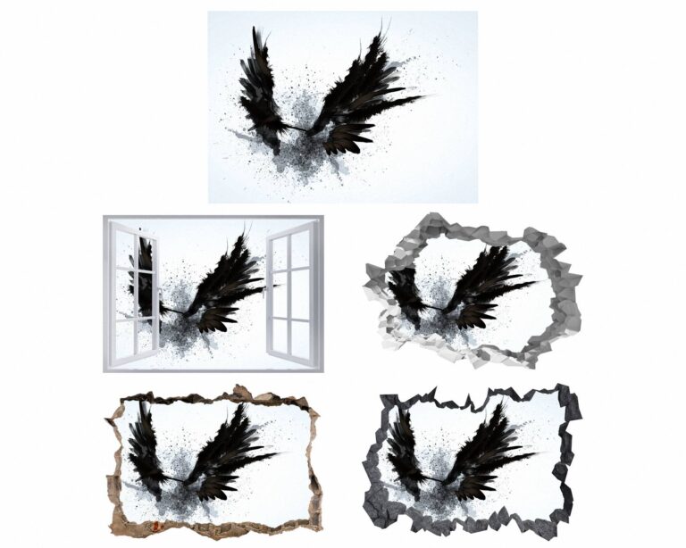 Abstract Angel Wings - Self Adhesive Wall Sticker, Abstract Wall Décor, Vedroom Wall Decal, Vinyl Sticker, Art Print, Room Décor