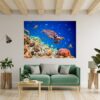 Sea Turtle Underwater Effect Peel and Stick Wall Sticker Art Wall Decal Mural - Colorful Living Room and Bedroom Wall Decoration - Self-Adhesive Vinyl Decal