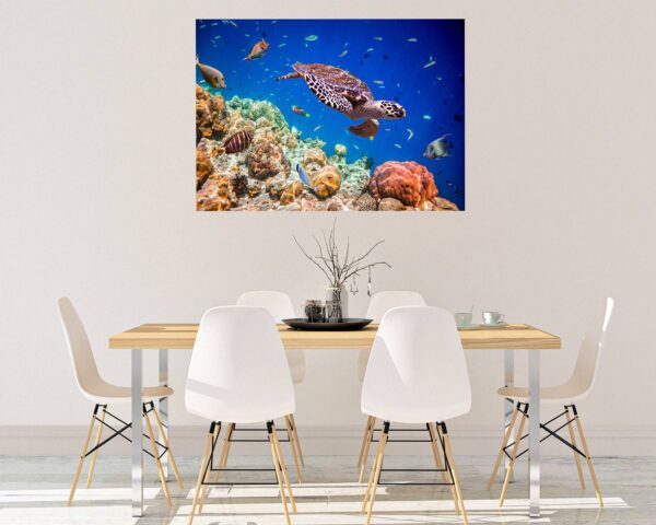 Sea Turtle Underwater Effect Peel and Stick Wall Sticker Art Wall Decal Mural - Colorful Living Room and Bedroom Wall Decoration - Self-Adhesive Vinyl Decal