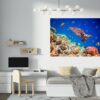 Sea Turtle Underwater Effect Peel and Stick Wall Sticker Art Wall Decal Mural - Colorful Living Room and Bedroom Wall Decoration - Self-Adhesive Vinyl Decal