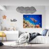 Sea Turtle Underwater Effect Peel and Stick Wall Sticker Art Wall Decal Mural - Colorful Living Room and Bedroom Wall Decoration - Self-Adhesive Vinyl Decal