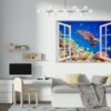 Sea Turtle Underwater Effect Peel and Stick Wall Sticker Art Wall Decal Mural - Colorful Living Room and Bedroom Wall Decoration - Self-Adhesive Vinyl Decal