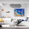 Sea Turtle Underwater Effect Peel and Stick Wall Sticker Art Wall Decal Mural - Colorful Living Room and Bedroom Wall Decoration - Self-Adhesive Vinyl Decal