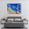 Sea Turtle Underwater Effect Peel and Stick Wall Sticker Art Wall Decal Mural - Colorful Living Room and Bedroom Wall Decoration - Self-Adhesive Vinyl Decal