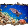 Sea Turtle Underwater Effect Peel and Stick Wall Sticker Art Wall Decal Mural - Colorful Living Room and Bedroom Wall Decoration - Self-Adhesive Vinyl Decal