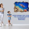 Sea Turtle Underwater Effect Peel and Stick Wall Sticker Art Wall Decal Mural - Colorful Living Room and Bedroom Wall Decoration - Self-Adhesive Vinyl Decal