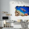 Sea Turtle Underwater Effect Peel and Stick Wall Sticker Art Wall Decal Mural - Colorful Living Room and Bedroom Wall Decoration - Self-Adhesive Vinyl Decal