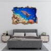 Sea Turtle Underwater Effect Peel and Stick Wall Sticker Art Wall Decal Mural - Colorful Living Room and Bedroom Wall Decoration - Self-Adhesive Vinyl Decal