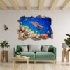 Sea Turtle Underwater Effect Peel and Stick Wall Sticker Art Wall Decal Mural - Colorful Living Room and Bedroom Wall Decoration - Self-Adhesive Vinyl Decal