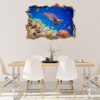 Sea Turtle Underwater Effect Peel and Stick Wall Sticker Art Wall Decal Mural - Colorful Living Room and Bedroom Wall Decoration - Self-Adhesive Vinyl Decal