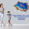 Sea Turtle Underwater Effect Peel and Stick Wall Sticker Art Wall Decal Mural - Colorful Living Room and Bedroom Wall Decoration - Self-Adhesive Vinyl Decal