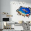 Sea Turtle Underwater Effect Peel and Stick Wall Sticker Art Wall Decal Mural - Colorful Living Room and Bedroom Wall Decoration - Self-Adhesive Vinyl Decal