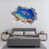 Sea Turtle Underwater Effect Peel and Stick Wall Sticker Art Wall Decal Mural - Colorful Living Room and Bedroom Wall Decoration - Self-Adhesive Vinyl Decal