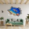 Sea Turtle Underwater Effect Peel and Stick Wall Sticker Art Wall Decal Mural - Colorful Living Room and Bedroom Wall Decoration - Self-Adhesive Vinyl Decal