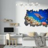 Sea Turtle Underwater Effect Peel and Stick Wall Sticker Art Wall Decal Mural - Colorful Living Room and Bedroom Wall Decoration - Self-Adhesive Vinyl Decal