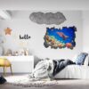 Sea Turtle Underwater Effect Peel and Stick Wall Sticker Art Wall Decal Mural - Colorful Living Room and Bedroom Wall Decoration - Self-Adhesive Vinyl Decal