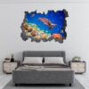 Sea Turtle Underwater Effect Peel and Stick Wall Sticker Art Wall Decal Mural - Colorful Living Room and Bedroom Wall Decoration - Self-Adhesive Vinyl Decal