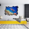 Sea Turtle Underwater Effect Peel and Stick Wall Sticker Art Wall Decal Mural - Colorful Living Room and Bedroom Wall Decoration - Self-Adhesive Vinyl Decal