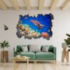 Sea Turtle Underwater Effect Peel and Stick Wall Sticker Art Wall Decal Mural - Colorful Living Room and Bedroom Wall Decoration - Self-Adhesive Vinyl Decal