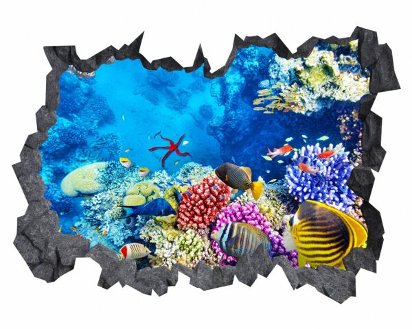 Sunken Treasure Wall Sticker Decal - Underwater Escape Art Mural - Playful Design - Bedroom Wall Décor