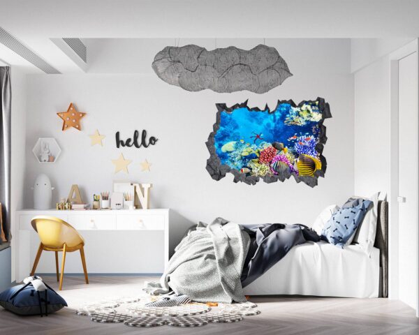 Sunken Treasure Wall Sticker Decal - Underwater Escape Art Mural - Playful Design - Bedroom Wall Décor