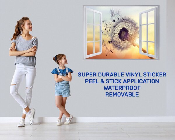 Dandelion Wall Decal - Flower Wall Sticker, Self Adhesive, Removable Vinyl, Easy to Install, Wall Decoration, Flower Wall Mural