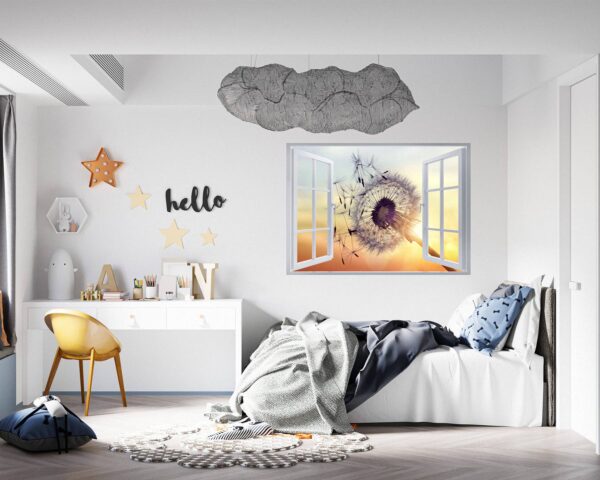 Dandelion Wall Decal - Flower Wall Sticker, Self Adhesive, Removable Vinyl, Easy to Install, Wall Decoration, Flower Wall Mural