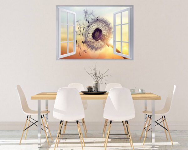 Dandelion Wall Decal - Flower Wall Sticker, Self Adhesive, Removable Vinyl, Easy to Install, Wall Decoration, Flower Wall Mural