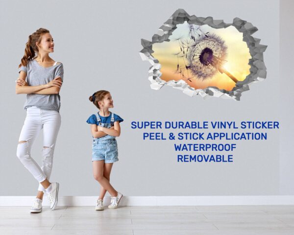 Dandelion Wall Decal - Flower Wall Sticker, Self Adhesive, Removable Vinyl, Easy to Install, Wall Decoration, Flower Wall Mural