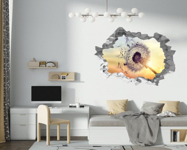 Dandelion Wall Decal - Flower Wall Sticker, Self Adhesive, Removable Vinyl, Easy to Install, Wall Decoration, Flower Wall Mural