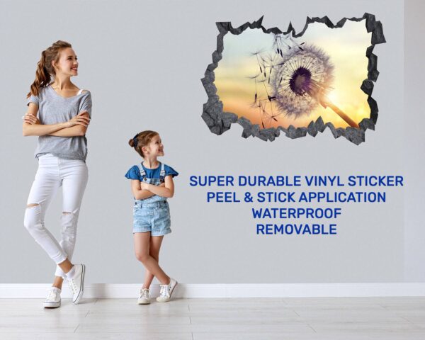 Dandelion Wall Decal - Flower Wall Sticker, Self Adhesive, Removable Vinyl, Easy to Install, Wall Decoration, Flower Wall Mural