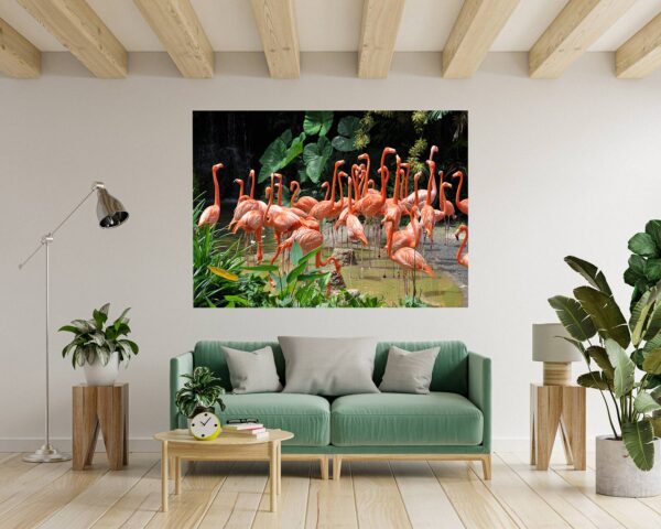 Flamingos Wall Mural - Living Room Wall Art - Animal Print - Self Adhesive Wall Sticker - Vinyl Decal