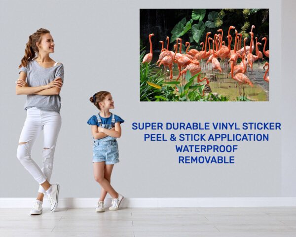 Flamingos Wall Mural - Living Room Wall Art - Animal Print - Self Adhesive Wall Sticker - Vinyl Decal