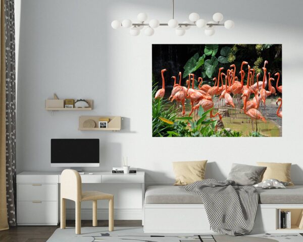 Flamingos Wall Mural - Living Room Wall Art - Animal Print - Self Adhesive Wall Sticker - Vinyl Decal