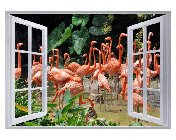 Flamingos Wall Mural - Living Room Wall Art - Animal Print - Self Adhesive Wall Sticker - Vinyl Decal