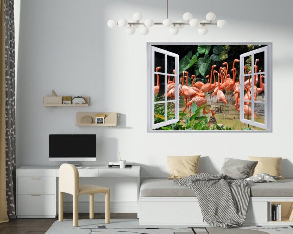 Flamingos Wall Mural - Living Room Wall Art - Animal Print - Self Adhesive Wall Sticker - Vinyl Decal